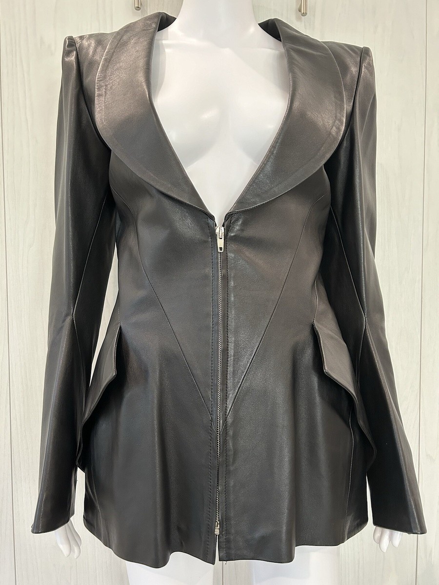 1998AW ALEXANDER McQUEEN JOAN ジャケット グレー Alexander McQueen A/W 1998 'Joan' Leather Runway Jacket, US8 IT44