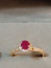 NATURAL NOT ENHANCED RUBY 1.02 CT 925 SILVER 14K GOLD PLATED RING SIZE 8 ACCENTS — photo 2