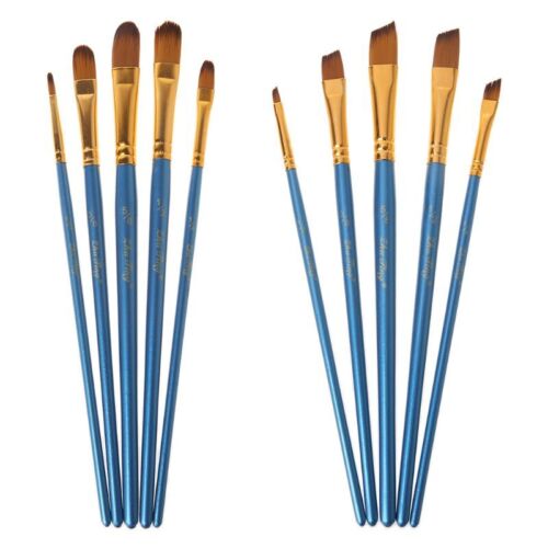 5Pcs Artist Paint Brush Set Nylon Bristles Hair Watercolor Acrylic Oil Painting - Photo 1/9