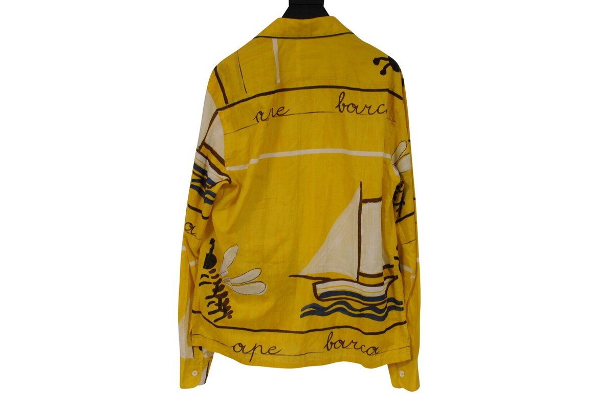 Prada Vintage SS05 Sail Boat Bee Yacht Button Down Medium Yellow