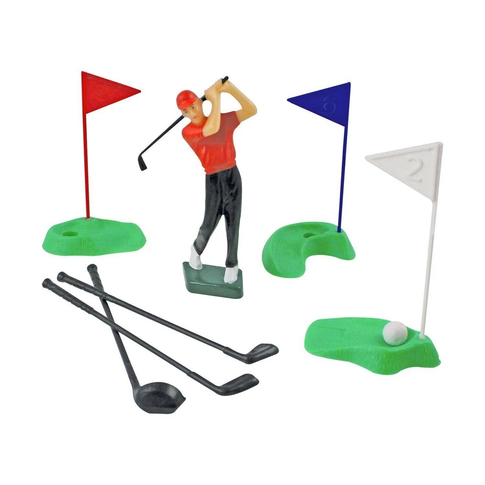Golf Cake Topper Decoration PME Golfer Player Holes Greens Flags Clubs Balls Set - Image 2 of 4