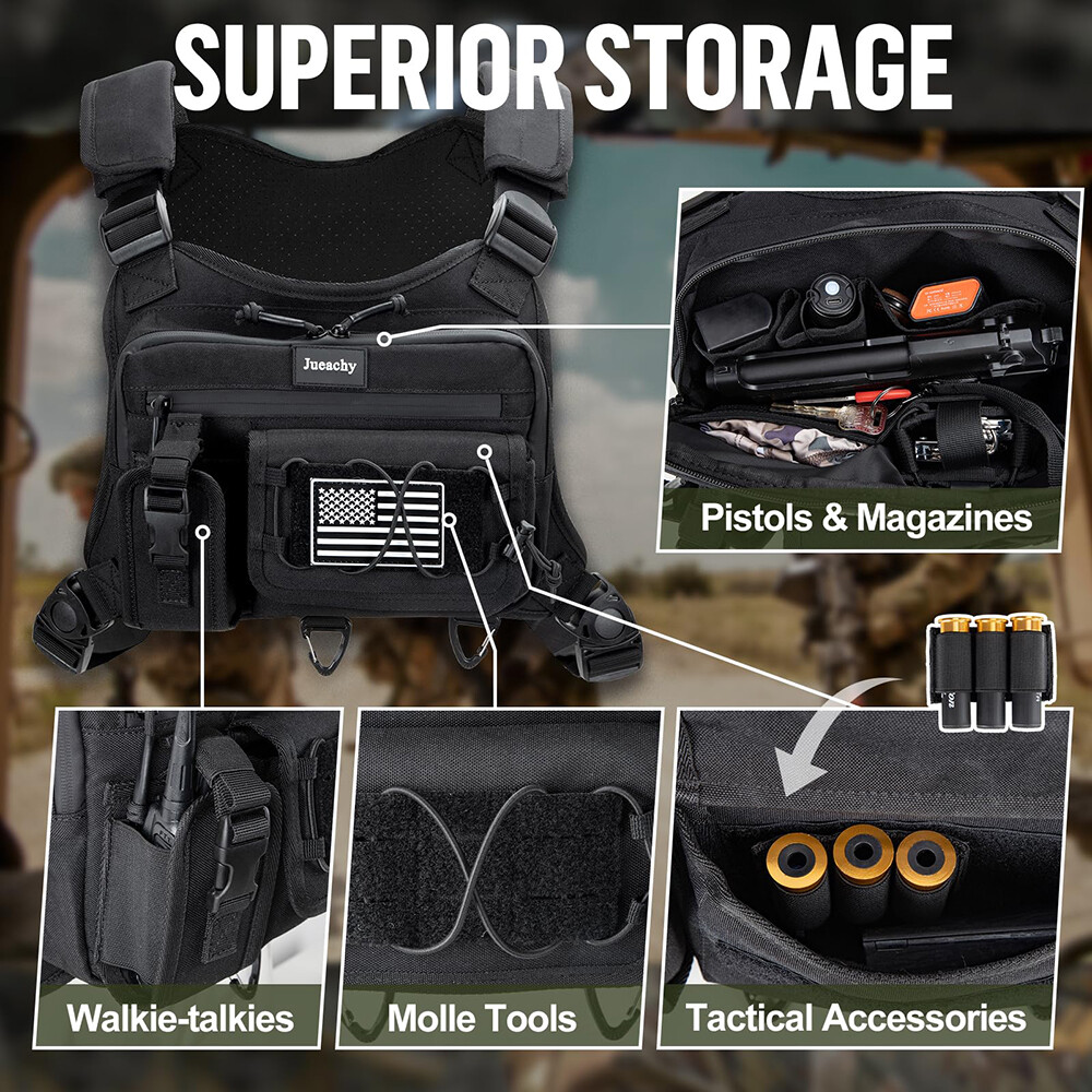 Fitdom Tactisch geïnspireerde sport Utility Borsttas Borsttas voor heren met geïntegreerde telefoonhouder. Deze EDC Rig Pouch jas is perfect voor sessies, zwart., S, Rig Fit
