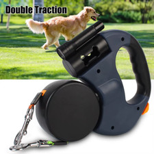 Auto Retractable Double-Ended Dog Leash 3m with LED Flashlight Waste Bag Box