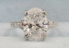 3.40 Ct E VS1 Oval Lab Grown Diamond Engagement Ring 14k White IGI Certified