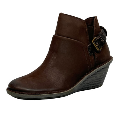 OTBT Rocker Women's Leather Wedge Booties Brown US Size 6.5