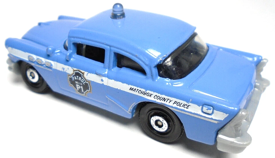 2012 MATCHBOX '56 BUICK CENTURY P1 PATROL BLUE 1:72 DIECAST 2 3/4" POLICE CAR - Image 3 of 4