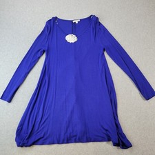 Zenana Outfitters Dress Blue Long Sleeve Scoop Neck T-Shirt Womens Small NWT