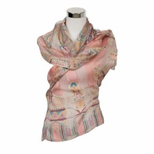 Scarf printed lightweight summer scarf printed silk viscose multi-colored