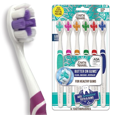 GuruNanda Butter On Gums Toothbrush Ultra Soft 8000 Bristles for Sensitive Gums