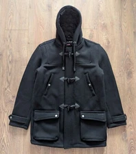 Schott NYC Wool Duffle Coat Men's Size M Black Casual Clothing