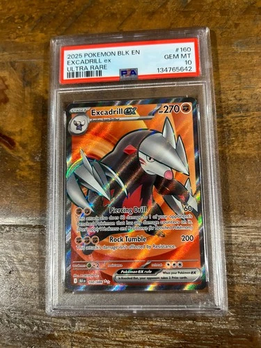 POKEMON 2025 Black Bolt Ultra Rare EXCADRILL EX #160 PSA 10 Gem Mint RARE