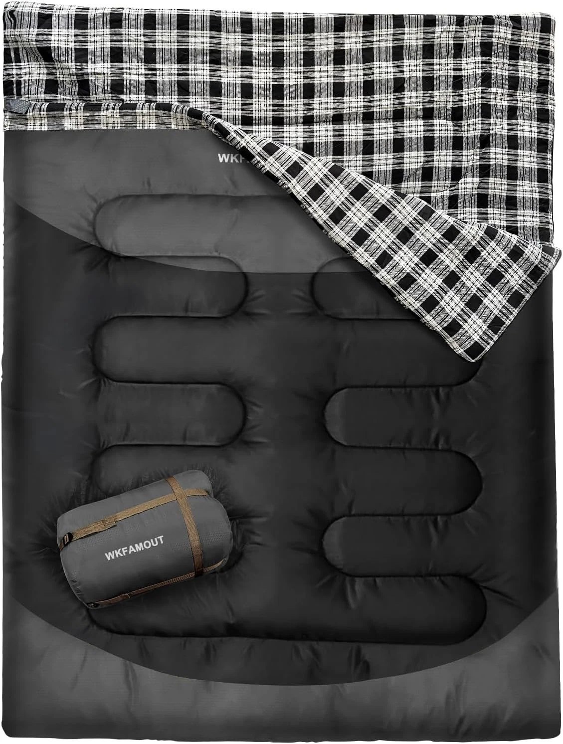 Queen Size Waterproof Flannel Sleeping Bag for 2 Adults, Machine Washable