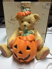 Cherished Teddies Bear Holding Pumpkin NightLight 617199