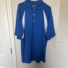 Greg Norman Play Dry Blue White XL Men's Golf Polo Shirt Short Sleeve Polyester