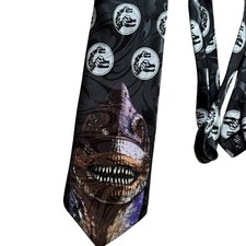 Jurassic Park Brachiosaur Brontosaurus Blue Necktie Made in USA Dinosaur Vintage