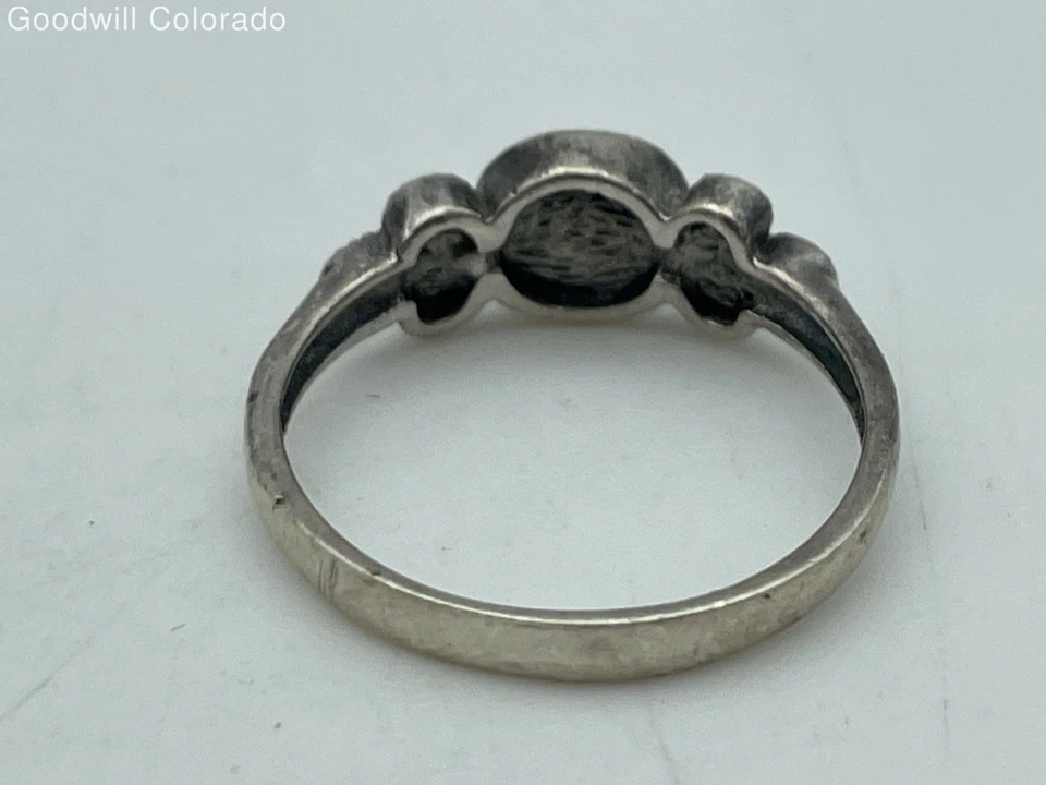 Anillo artesanal de plata de ley de marcasita de obsidiana talla 6 - 1,9 g Foto 4 de 4