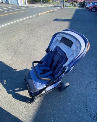 Nuna Blue Pushchair Stroller Adjustable Handles Basket Infant Toddler Single