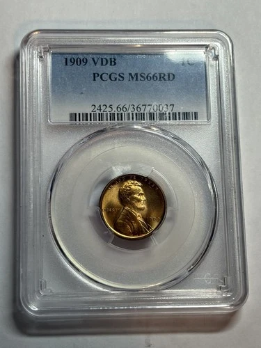 1909 VDB Lincoln Wheat Penny Cent 1C PCGS MS66 RD High Grade Great Strike
