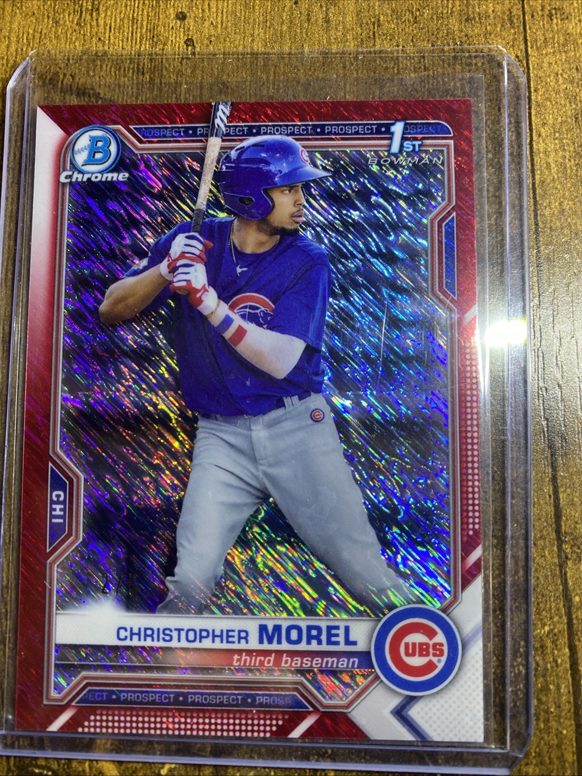 2021 Bowman Chrome Prospects Christopher Morel #BCP-131 2/5 Red Mojo 1st Bowman