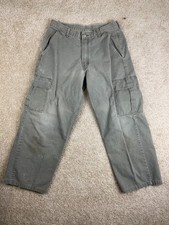 Wrangler Cargo Pants Mens 32x32 Straight Flat Front Button Zip Pockets Gray