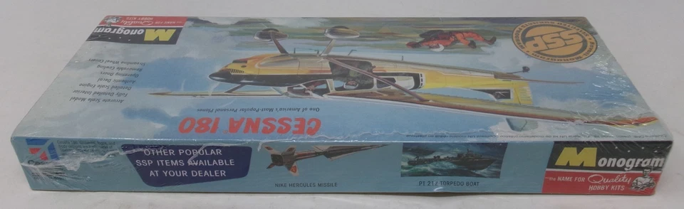 RARE Monogram 85-0123 Cessna 180 1/41 Airplane Model Kit Re-Box SEALED - Image 4 of 4