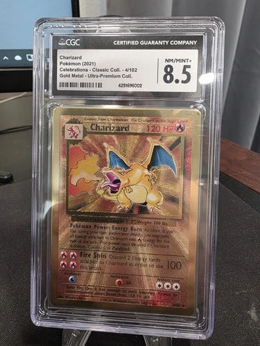 Charizard CELEBRATIONS GOLD METAL 4/102 (CGC 8.5 NM/MINT+) PROMO Pokemon Cards