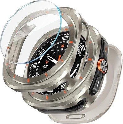 3 in 1 Case For Samsung Galaxy Watch Ultra 47mm Stainless Bumper Tempered 9H