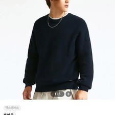 Yes Round Neck Cotton Knit Sweater M Navy New