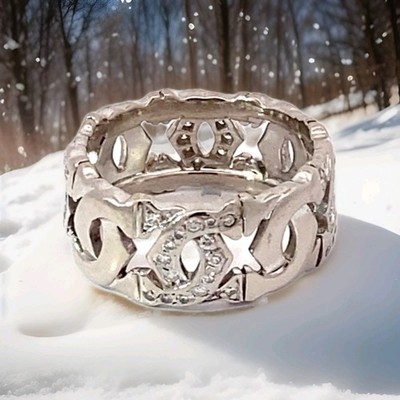Cartier Entrelaces 18K White Gold 2C Diamond 8.5mm Band +Original Receipt Papers