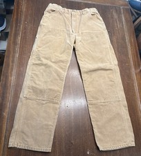 Vintage 90s Carhartt Double Knee Duck Canvas Work Pants Tan 36 X 32