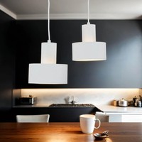 HäNgelampe Weiß LäNglicher Baldachin 2-Flmg Wohnzimmer Esszimmer Pendelleuchte