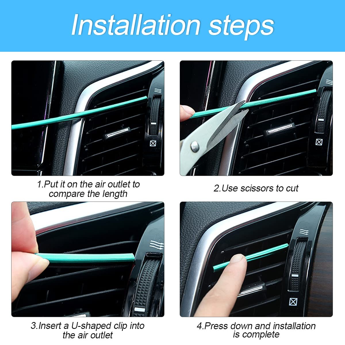 20 Pieces Car Air Conditioner Decoration Strip for Vent Outlet, Universal