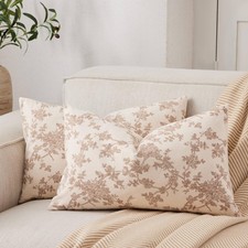 100 Cotton French Pastoral Lumbar Throw Pillow Covers Set of 2, 12x20 Inch B...