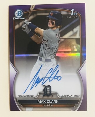 2023 Bowman Draft Max Clark Chrome Auto Purple Refractor /250 1st Tigers 