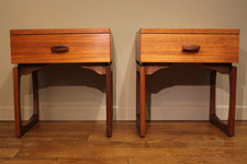 Pair of Vintage c.1960s G-PLAN Astro Fresco Teak Large Side Tables w/ draws