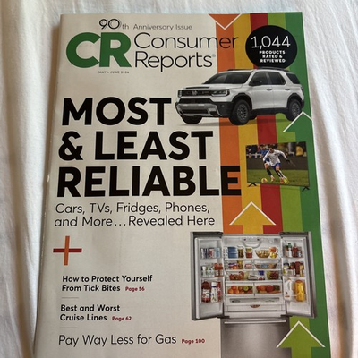 #ad Consumer Reports Magazine May June 2026 90th Anniversary Cars TVs Illustrated $12.99