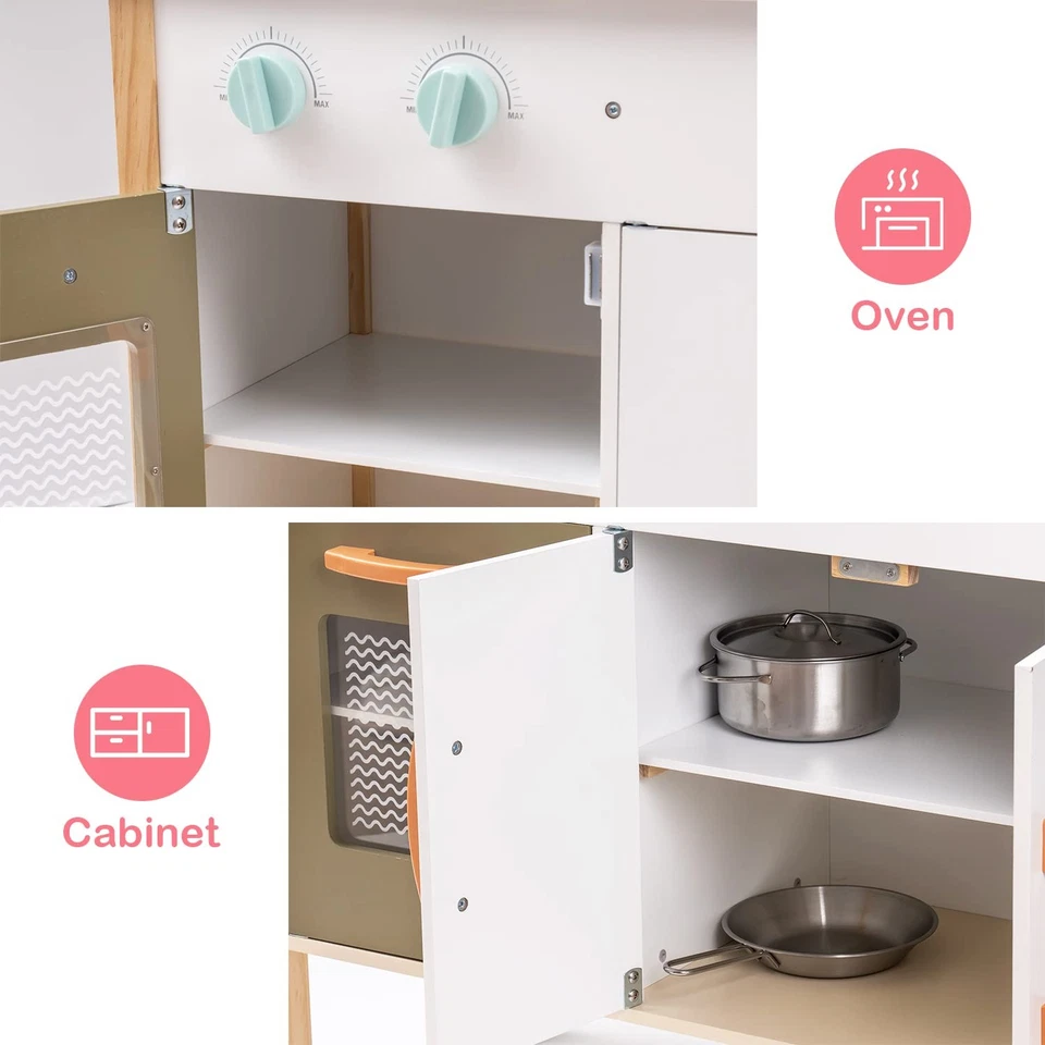 Juego de cocina de madera 3D para niños pequeños juguetes educativos estufa, fregadero Foto 3 de 4
