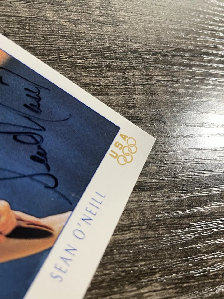 Tarjeta firmada por Sean O’Neill 1992 Impel U.S. Olympicards #78 EE. UU. tenis de mesa automático Foto 2 de 3