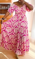 Damen Sommer Boho hippie Ibiza seide Maxikleid Gr. S/M, M/L