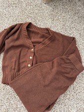 Comfy Knit Button-Up Sweater  Straight Leg Pants Set for Women