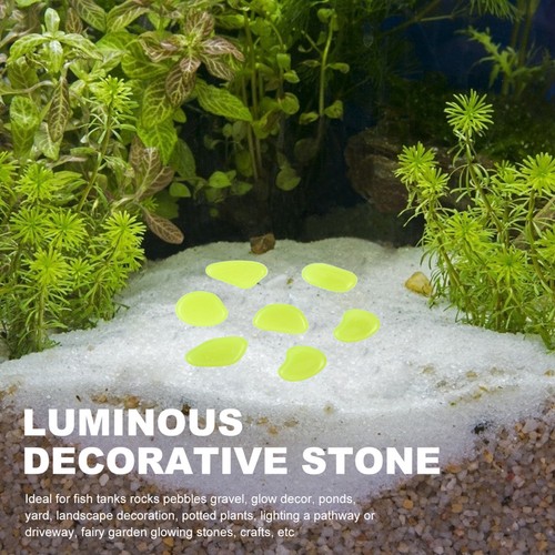 100 Pcs Yellow Glow Resin Stones Luminous Aquarium Fish Tank Pebbles Rocks - Afbeelding 9 van 12