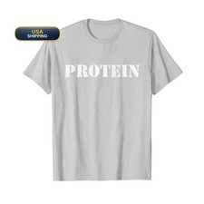 Funny Gym T-Shirt Plants Have Protein Vegan Silver Grey Large Men
