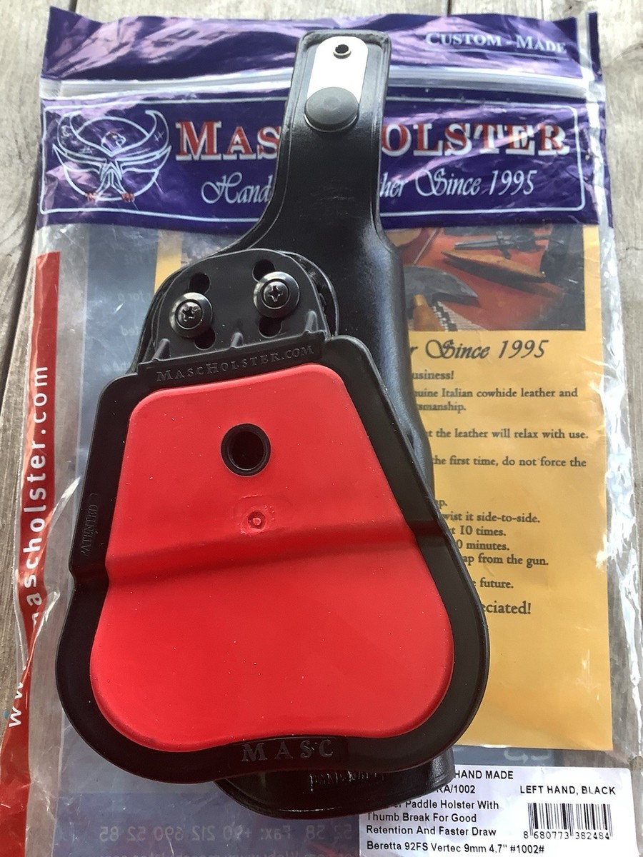Fits Beretta 92FS Vertec 9mm 4.7”BBL Leather Paddle Holster #1002