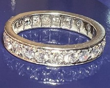Natural Diamond 1.60ct Platinum Full Eternity 4mm Band Art Deco Ring Sz: P 1/2