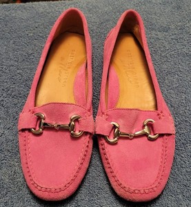 Patricia Green Loafers Womens Sz 7.5 M PINK Suede Horsebit Driving Slip On Flats