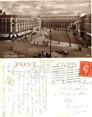 Alte Postkarte - Stadtplatz Dundee Schottland Caird Hall ECHTFOTO VERSCHICKT