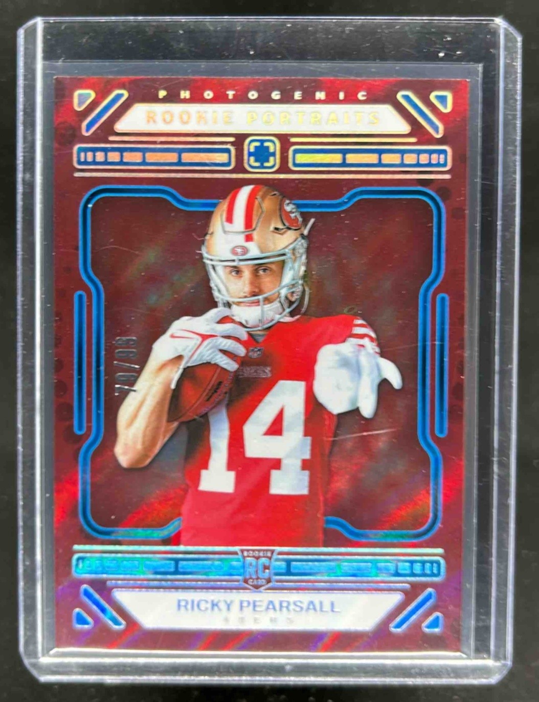 2024 Panini Photogenic Ricky Pearsall Blue Rookie Portrait RC #70/99 49ers