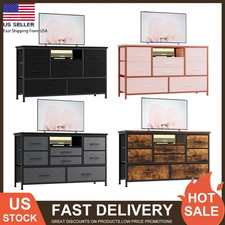 8 Drawer Dressers Tv Stand for 55" With Power Outlet Chest Of Drawer for Bedroom