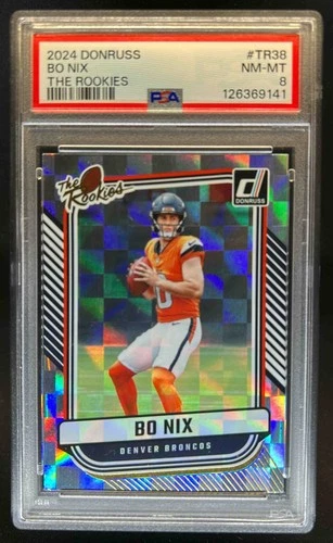 2024 Donruss Bo Nix The Rookies Rookie RC #TR-38 Broncos PSA 8