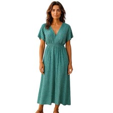 Michael Kors Maxi Dress Size Medium Geometric Kimono Style Full Length V Neck